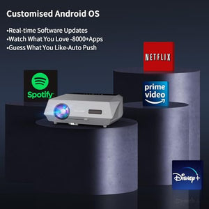 ZCGIOBN 4K Daylight Projector with Auto Focus & Keystone, 5G WiFi, Bluetooth, 1200ANSI, Android TV - 100" Anti-light Screen