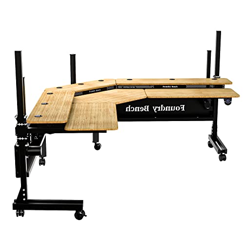 VERSADESK Foundry Split Level Corner Standing Desk, Electric Height Adjustable, Bamboo Surface