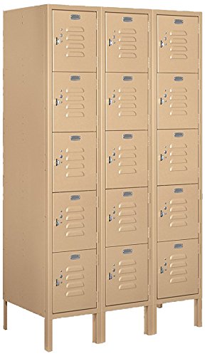 Salsbury Industries 65358TN-U Five Tier Box Style 36-Inch Wide 5-Feet High 18-Inch Deep Unassembled Standard Metal Locker, Tan Brown