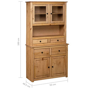 ULUYYUC Highboard Display Cabinet Solid Pine Panama Range