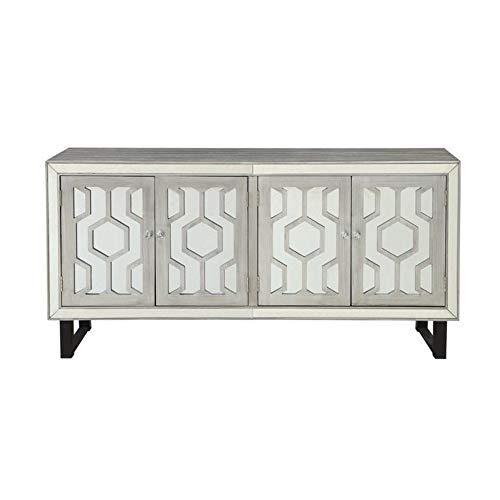 Coast to Coast Metallic Pewter Four Door Credenza, 70" W x 17" D x 34.5" H