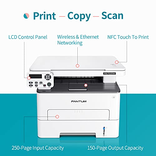 PANTUM M6702DW Multifunction Laser Printers Wireless All in One Monochrome Laser Printer Scanner Copier Auto 2-Sided Print Copy 32ppm