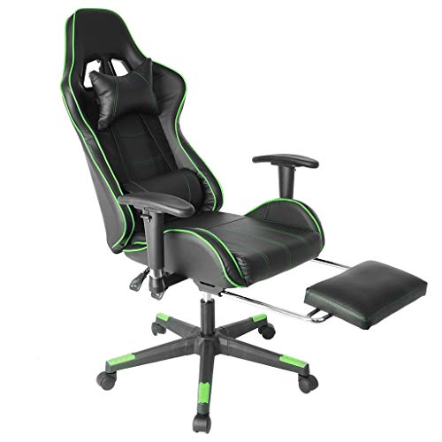 Gaming Chair - Onlyliua Office Chair High Back Computer Chair Adjustable Backrest Reclining Leather Office Chair with Footrest with Headrest and Lumbar Support