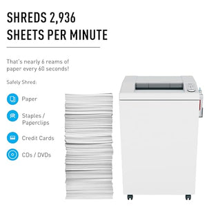 ideal. Commercial Office Paper Shredder with Automatic Oiler, 50–52 Sheet Capacity, 44 Gal Bin, Shred Staples/Paper Clips/Credit Cards/CDs