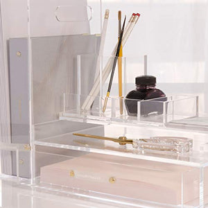 russell+hazel Acrylic Signature Solution Set, Clear and Gold-Toned Hardware, 16" x 13" x 9"