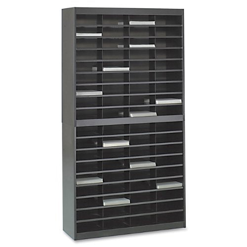 Safco Products E-Z Stor Literature Organizer, 72 Compartment, 9241BLR, Black Powder Coat Finish, Commercial-Grade Steel Construction, Eco-Friendly