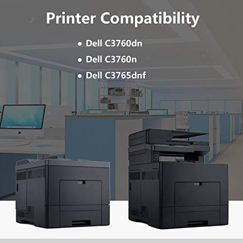 5-Pack (2BK+C+M+Y) 331-8429 8432 8431 8430 Compatible Toner Cartridge Replacement for Dell C3760dn C3760n C3765dnf Printer,Sold by TopInk