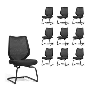 FYLICA Mid Back Office Guest Chair with Sled Base (Set of 10, Black)