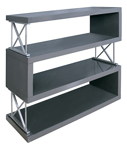 Homelegance Netto 3-Tier High Gloss Finished Bookcase, Gray