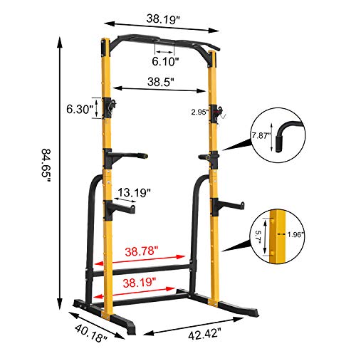 ZENOVA Power Rack Squat Rack with Pull Up Bar Home Gym Fitness Power Tower Squat Stand for Weightlifting, 800LBS Weight Capacity