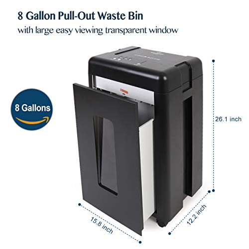 Wolverine 15-Sheet Super Micro Cut High Security Level P-5 Heavy Duty Paper/CD/Credit Card Shredders for Office, Ultra Quiet with Manganese Cutter and 8 Gallons Pullout Waste Bin SD9520 (Black)