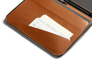 Bellroy Work Folio A4 (Premium Leather Portfolio, Zipper Closure, Organizers A4 Notebooks, Pens, Phone, Cards & More) - Caramel