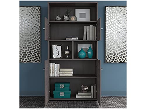 Bush Business Furniture Office 500 Height Adjustable Standing Desk with Storage and Bookcase, 72W, Storm Gray