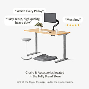 Fully Jarvis Standing Desk 60" x 30" Natural Bamboo Top - Electric Adjustable Desk Height from 22.9" to 42.9" with Memory Preset Controller (Contour, Alloy Frame)