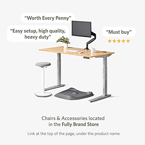 Fully Jarvis Standing Desk 60" x 30" Natural Bamboo Top - Electric Adjustable Desk Height from 22.9" to 42.9" with Memory Preset Controller (Contour, Alloy Frame)