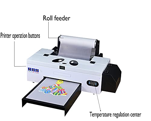 L1800 DTF Transfer Printer with Roll Feeder,Direct to Film Print-preheating A3 DTF Printer for Dark and Light Clothing VS DTG Printer (A3 DTF Printer +Oven)
