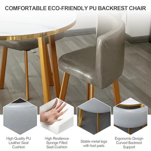 Generic 5-Piece Round Dining Room Table and Chairs Set for 4, Dark Grey