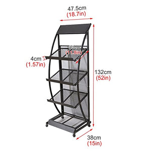 IxapA Commercial Magazine Racks Holder Floor-Standing - Black