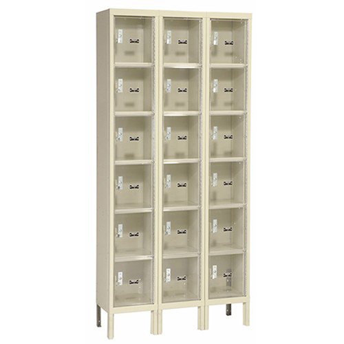 Hallowell USVP3258-6PT Safety-View Plus Locker, 36" Width x 15" Depth x 78" Height, 6-Tier, 3-Wide, Knock-Down, 729 Parchment