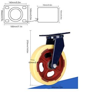 DIPISO Heavy Duty Swivel Castor Wheels - Anti-Skid Nylon, Iron Core - Industrial Furniture Caster