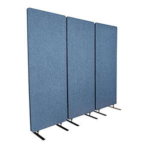 S STAND UP DESK STORE ReFocus Freestanding Noise Reducing Acoustic Room Wall Divider Office Partition (Steel Blue, 72 inch W x 66 inch H, Zippered 3-Pack)