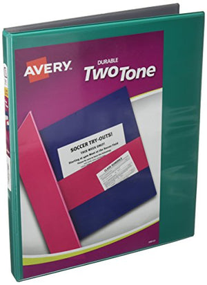 Avery Two-Tone Durable View Binder, 1/2" Slant Rings, 120-Sheet Capacity, DuraHinge, Assorted Colors (17241)