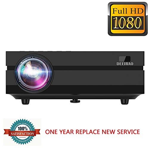Video Projector Full HD,Deeirao Real 1080P Resolution Best Computer Projector LED Light Work with Amazon Fire TV Stick,PS4 Xbox360,HDMI,VGA,USB,AV,Laptop (Black)