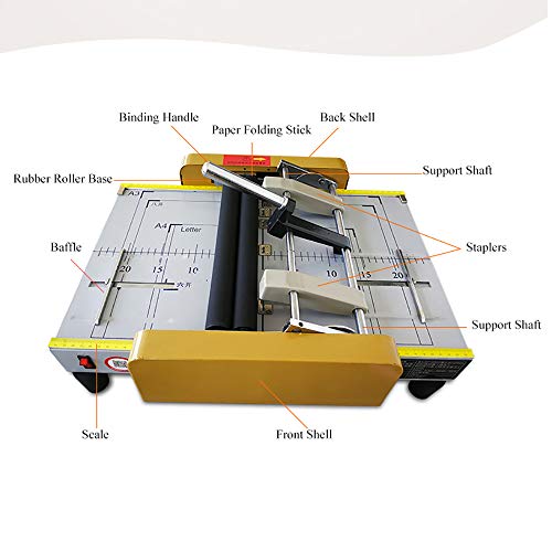 CGOLDENWALL Paper Booklet Folder Stapler Machine Book Binder Automatic Booklet Binding and Folding Machine Suitable for Coated Paper