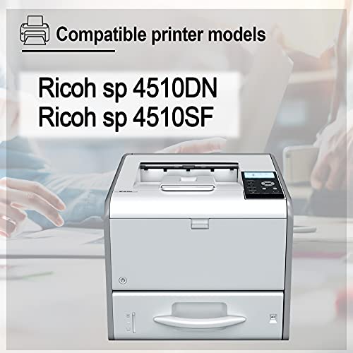 [2 Pack,Black] Compatible 407316 Toner Cartridge & 407324 Drum Unit Replacement for Ricoh sp 4510DN sp 4510SF Printer
