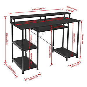 JIAJO Computer Desk for Home Office, 46.5 inches Writing Table Office Workstation with Storage Shelves Keyboard Tray Monitor Stand, Elegant Black