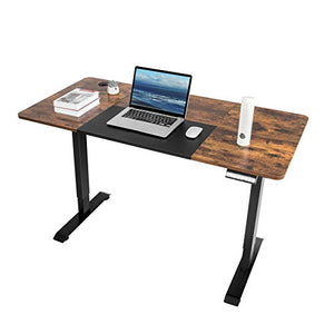 ELECWISH Electric Standing Desk Height Adjustable, 55 x 28 Inches Stand Up Desk with Splice Board, Sit Stand Home Office Desk with Memory Preset Controller, Black Frame/Black and Rustic Brown Top