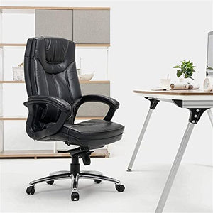 SyLaBy Executive Office Boss Chair with Footrest - Brown Leather Reclining