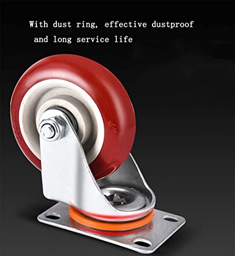 IkiCk Heavy Duty Swivel Furniture Casters 4pcs with Brakes - 3 Inch Silent Rubber Wheels
