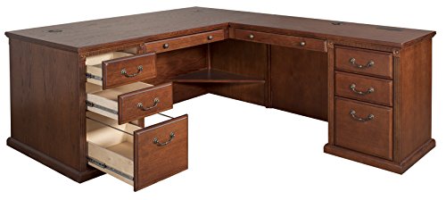 Martin Furniture Huntington Oxford Office Right L-Shaped Desk, Burnish Finish