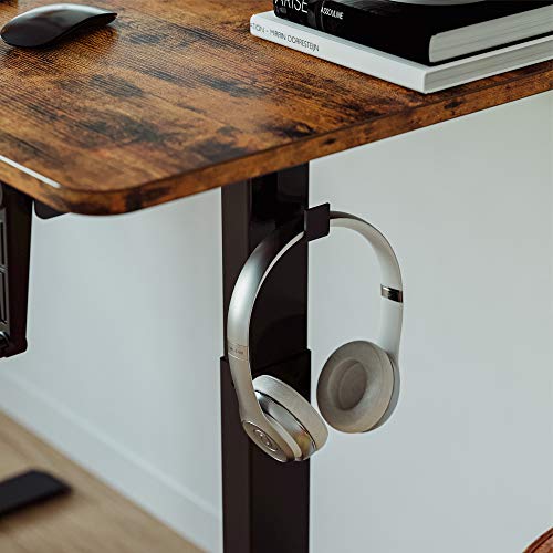 IRONCK Adjustable Height Desk,Standing Desk with Crank Handle,Sit Stand Desks with Storage Bag, Home Office, Brown
