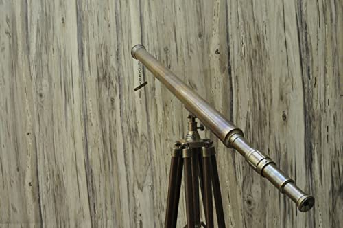 Antique Brass Telescope With Tripod Large Nautical Vintage Marine Navy Island