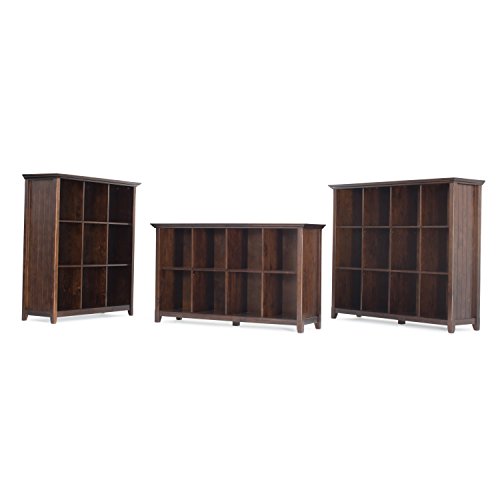 Simpli Home AXWELL3-015 Acadian Solid Wood 48 inch x 57 inch Rustic 12 Cube Storage in Tobacco Brown