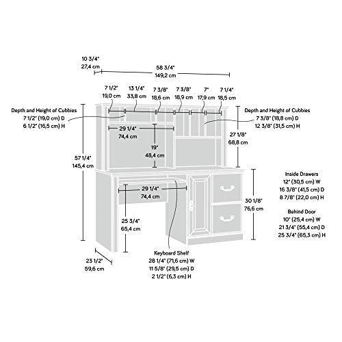 Sauder 401354 Orchard Hills Computer Desk with Hutch, L: 58.74" x D: 23.47" x H: 57.24", Carolina Oak finish