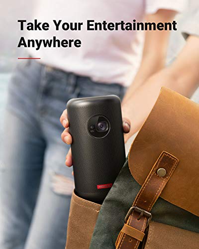 Anker Nebula Capsule Max, Pint-Sized Wi-Fi Mini Projector, 200 ANSI Lumen Portable Projector, Native 720p HD, 8W Speaker, Movie Projector, 100 Inch Picture, 4-Hour Video Playtime, Home Entertainment