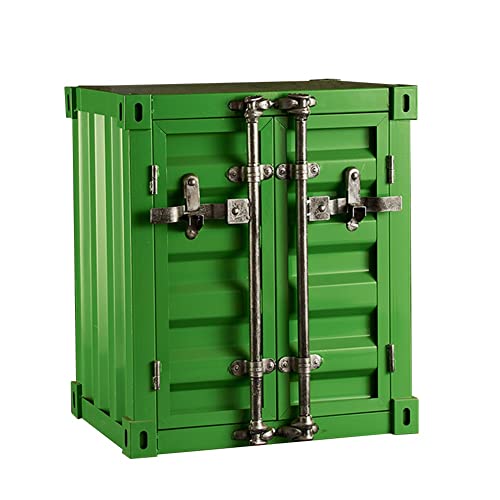 Industrial Retro Metal Storage Cabinet, Double Door Lockers, Blue/Green, 50x38x60cm
