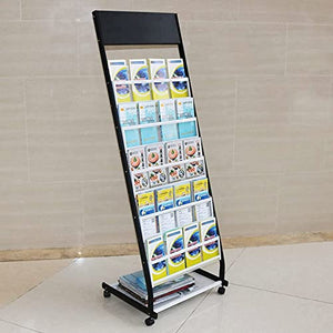 NEWNAN Floor-Standing Magazine Rack with 6 Pockets & Wheels