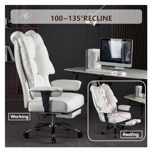 MADALIAN Big and Tall Office Chair 400lbs Wide Seat Leather High Back Executive with Foot Rest