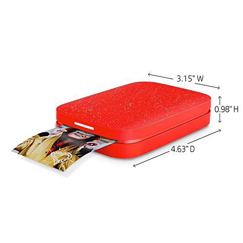 HP Sprocket 200 Portable Photo Printer | Instantly Print 2x3" Sticky-Backed Photos From Your Phone | Cherry Tomato (1AS90A)