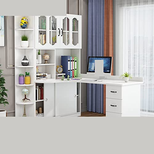 TAPIVA Computer Desk with Bookshelf - Corner Office Learning Desk