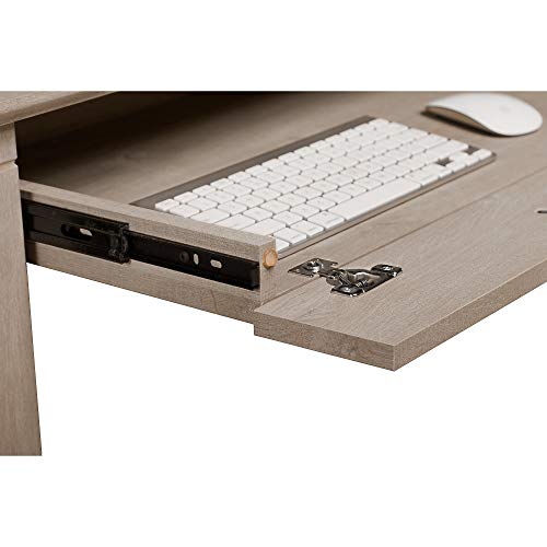 Bush Furniture Key West 54W Computer Desk with Mid Back Tufted Office Chair in Washed Gray