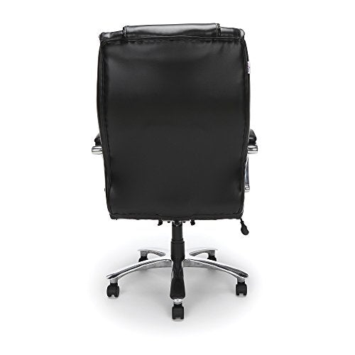 OFM Avenger Series Big and Tall Leather Executive Chair - Black Computer Chair with Arms, Black/Chrome (810-LX-BLK)