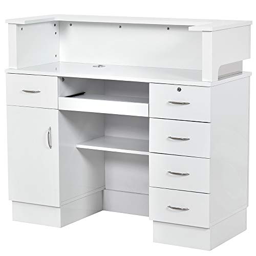 Dir Reception Desk with LED Lights in White - Langara