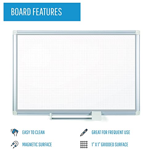 MasterVision Gold Ultra Planning Board Magnetic Dry Erase Grid with Accessory Kit, 48" x 72", Whiteboard with Aluminum Frame