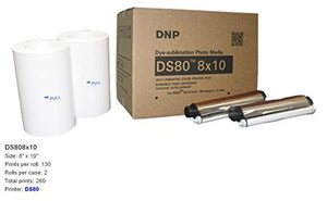 DNP DS80 8 x 10 inch Dyesub Printer Media Kit, 260 Glossy Prints
