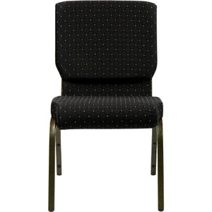 Flash Furniture 4 Pack HERCULES Series Stacking Church Chair - Black Dot Patterned Fabric - Gold Vein Frame